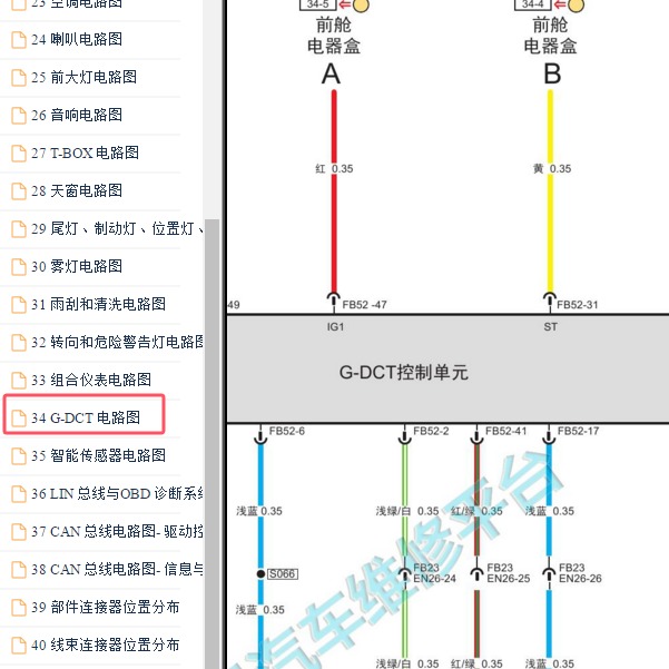 2016-2018年传祺GA6变速箱电脑电路图
