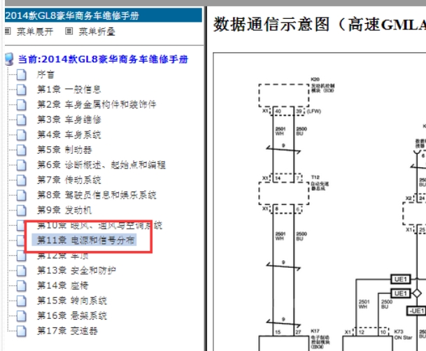 14年别克GL8网关通讯系统电路图