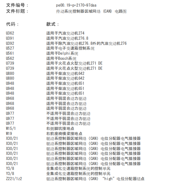 2014年奔驰E260L CAN通讯电路图