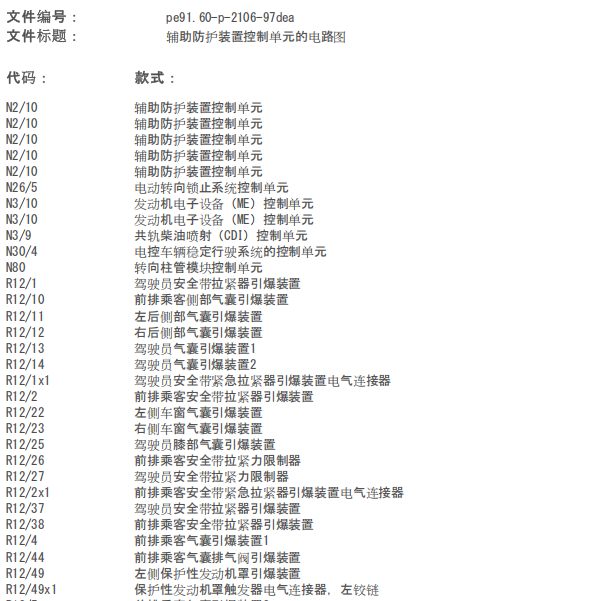 2019年奔驰E260L 气囊电路图