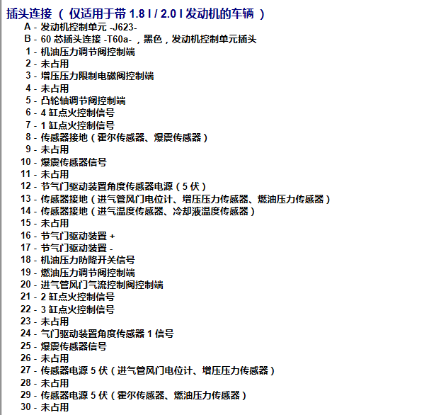2014年大众CC发动机针脚资料