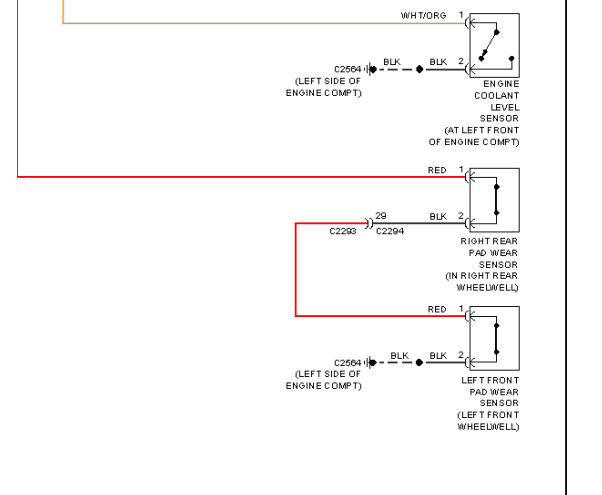 2010年路虎发现4刹车片报警电路图