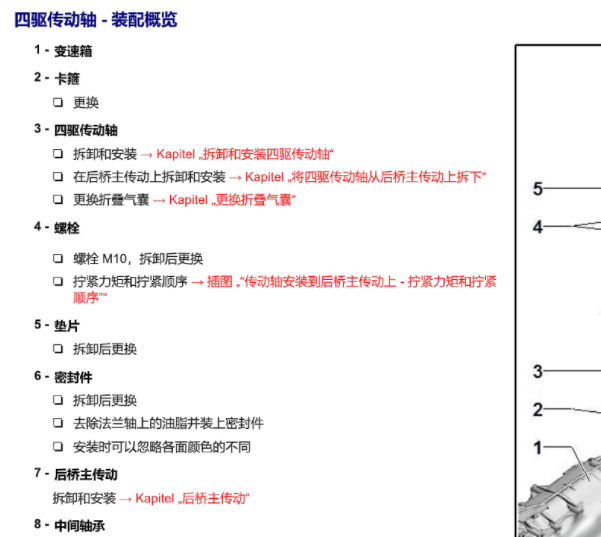 2024年奥迪A7 四驱系统维修手册