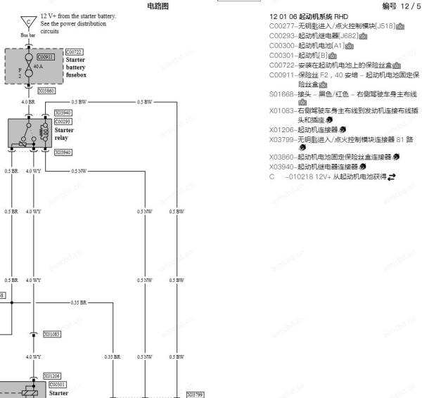 2008年宾利欧陆GT启动电路图和保险丝继电器及模块位置