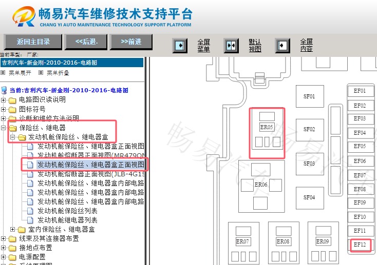 2010-2013年吉利金刚油泵保险丝和继电器位置