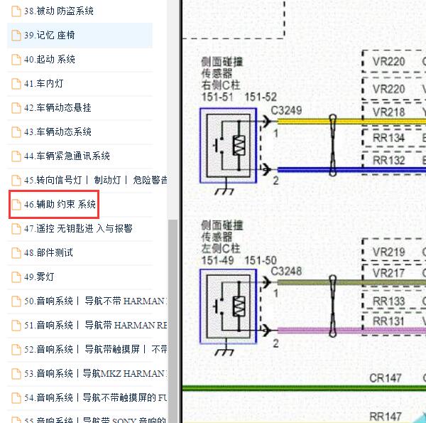 2016福特蒙迪欧左右侧妨碍物控制电路图