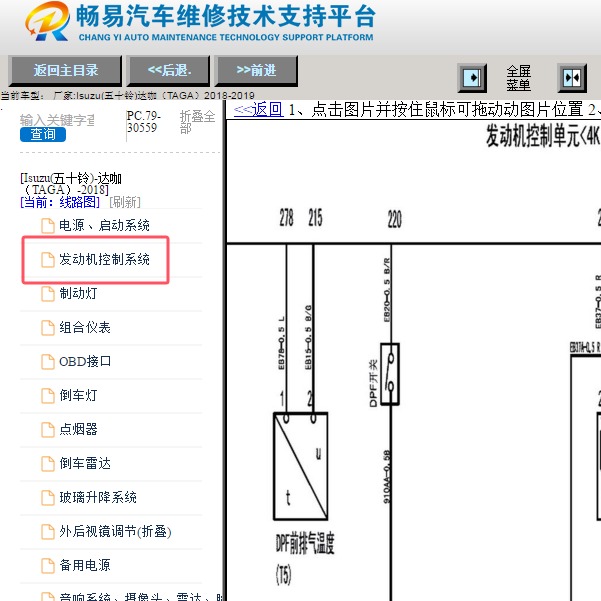 2019年Isuzu(五十铃)-达咖（TAGA）发动机后处理系统电路图