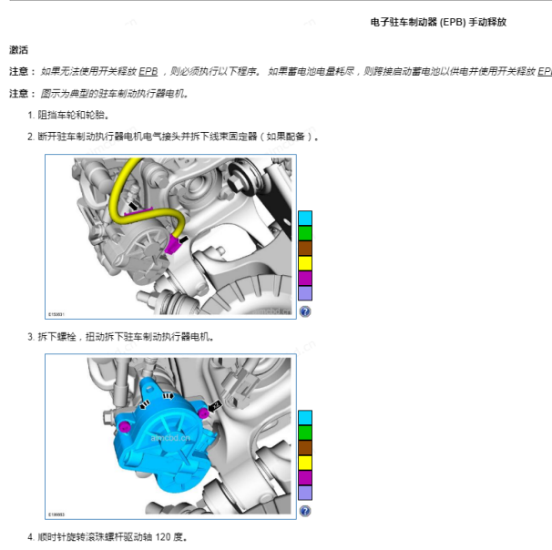 2021年福特翼虎电子驻车制动器手动释放