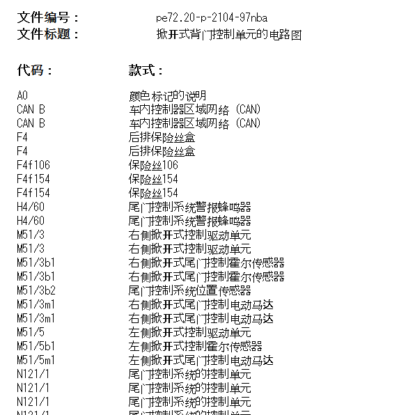 2012年奔驰ML350后备箱电路图