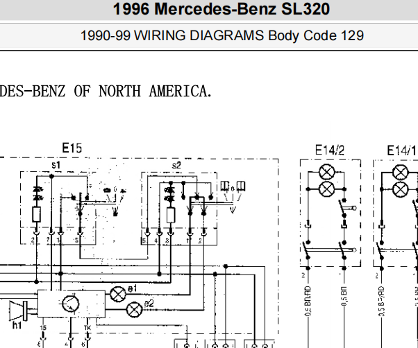 1996年奔驰SL320灯光电路图资料