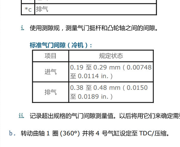 2013年丰田RAV4发动机气门间隙资料