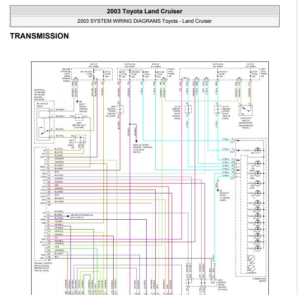 2003年丰田酷路泽中央差速锁电路图