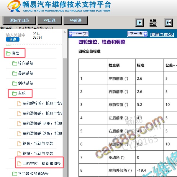 2024年极越汽车-极越01四轮定位数据
