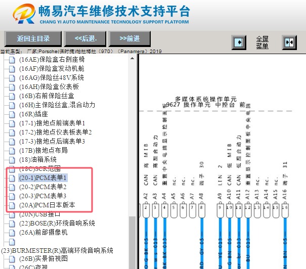 2019年保时捷帕拉梅拉 娱乐音响系统电路图