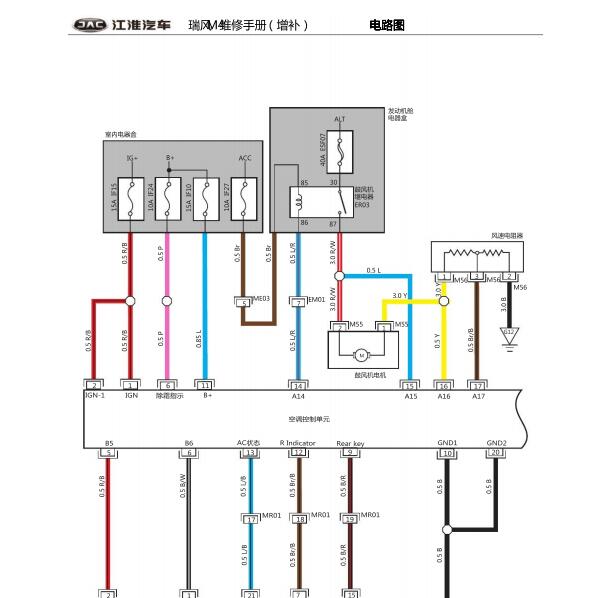2022年江淮瑞风M4空调风机电路图