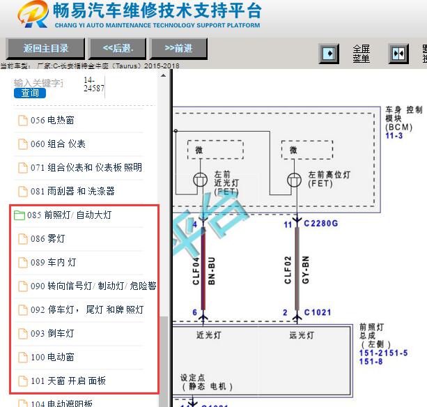 2015-2018年福特金牛座车身模块电路图