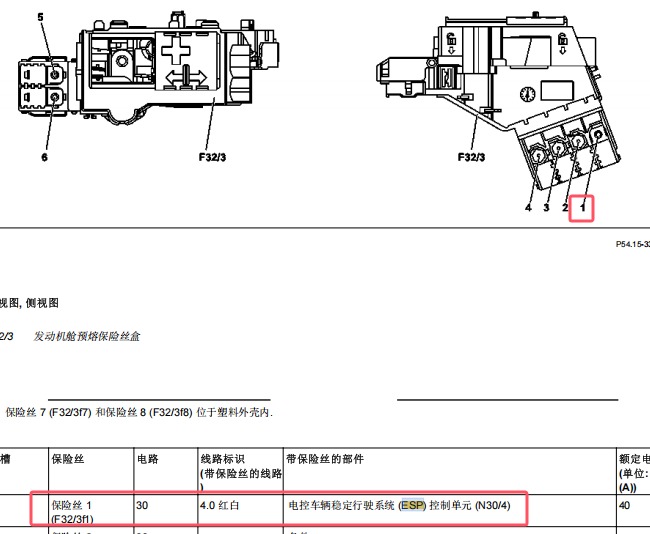 2015年奔驰ML320 ABS保险丝位置资料