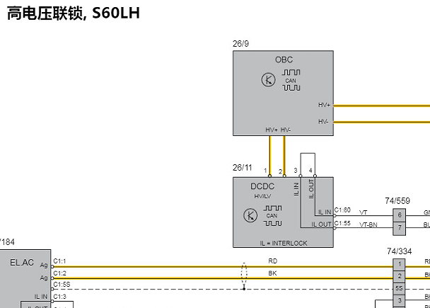 2016年沃尔沃S60 PHEV高压互锁电路图资料