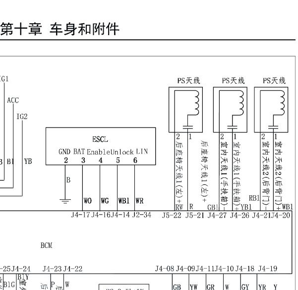 2020年东风风光580转向柱锁电路图