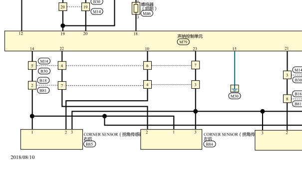2021年日产逍客雷达电路图资料
