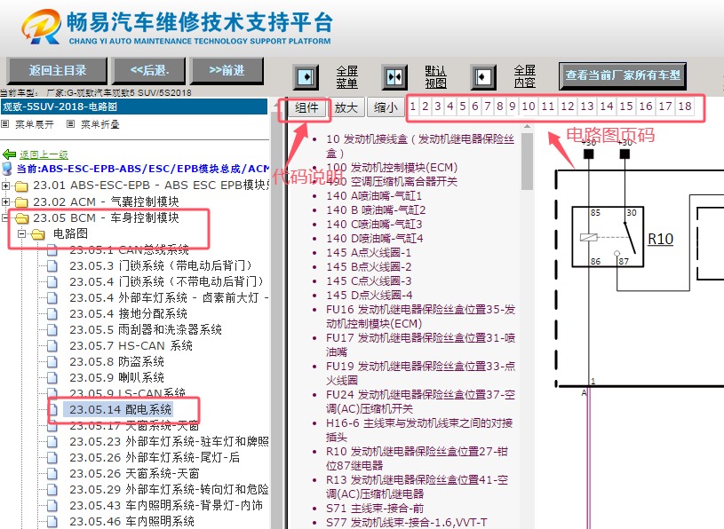 2018年观致汽车观致5 保险丝电路图资料