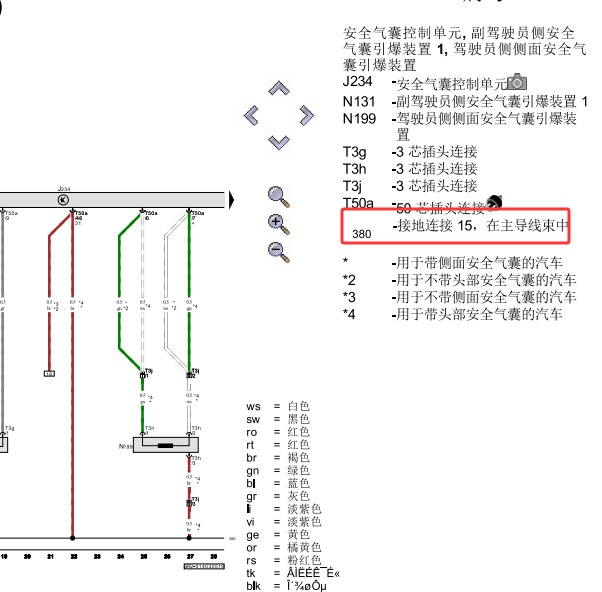 2017年大众桑塔纳气囊电脑接地点说明