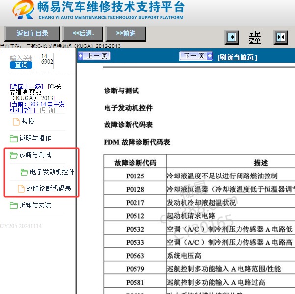 2013年福特翼虎发动机故障代码表