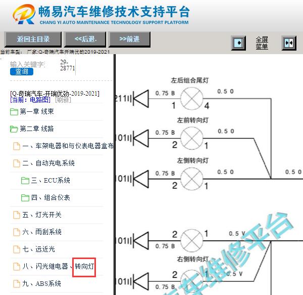 2019-2021年开瑞优劲转向灯电路图