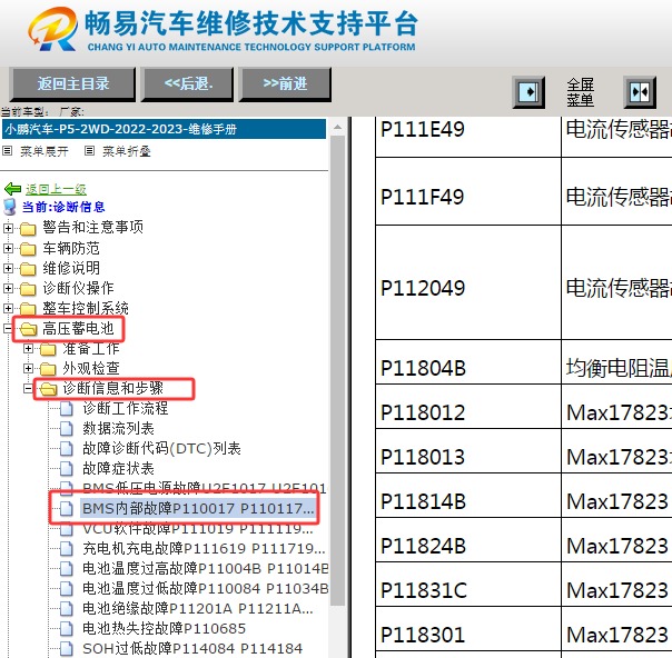 2022年小鹏P5 P112049故障码维修手册