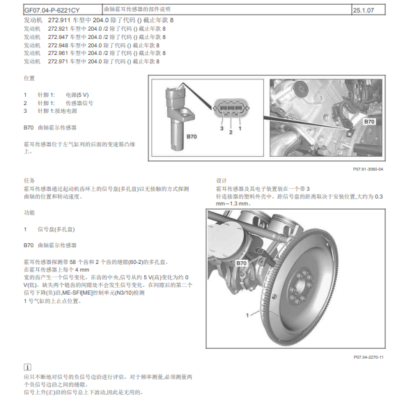 2008年奔驰C230曲轴位置传感器安装位置