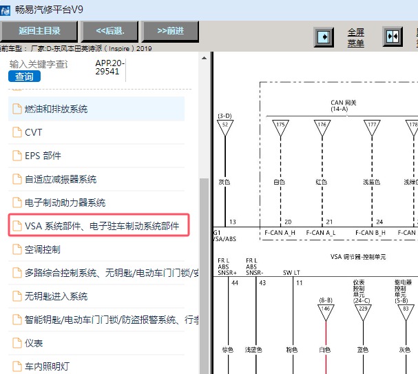 2019年本田英诗派ABS电路图资料