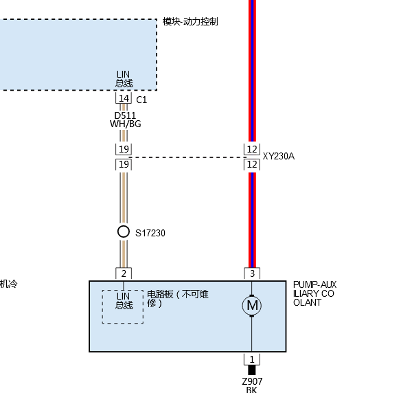 2021年吉普牧马人发动机冷却水泵电路图