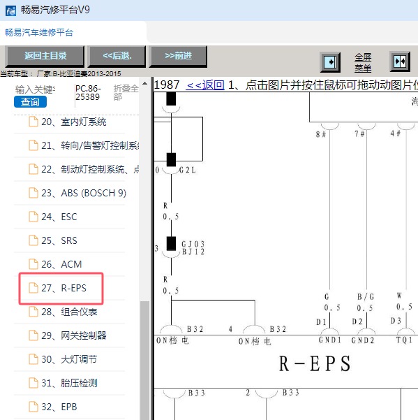 2015年比亚迪-秦 方向机电路图