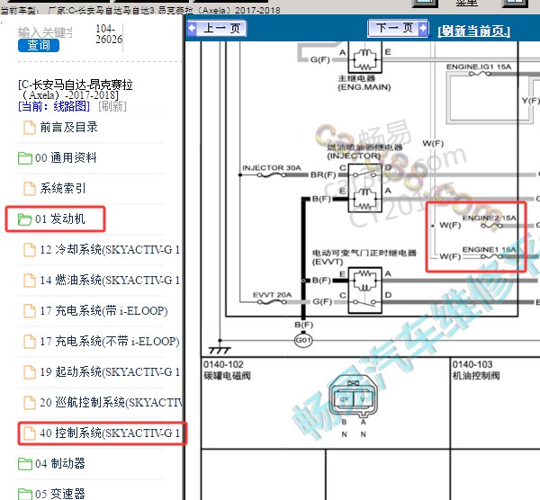 2017年长安马自达-马自达3 昂克赛拉F24和F25保险丝电路图（Axela）