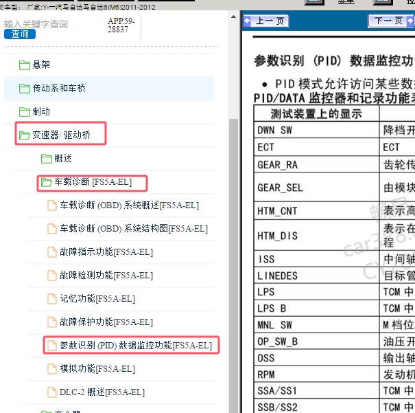 2012年马自达6 变速箱针脚定义