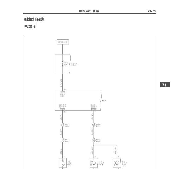 2022年福田大将军倒车灯电路图
