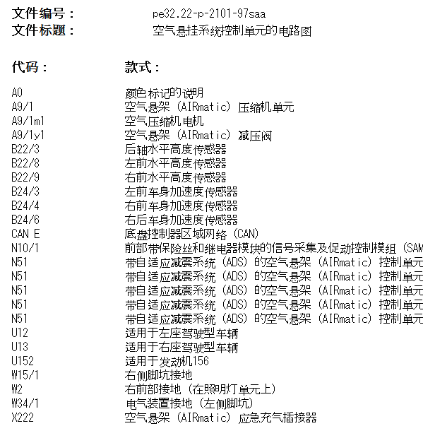 2008年奔驰S350L空气悬挂电路图