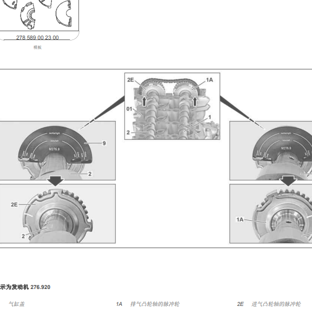 2014年奔驰S400L凸轮轴信号盘标记对点
