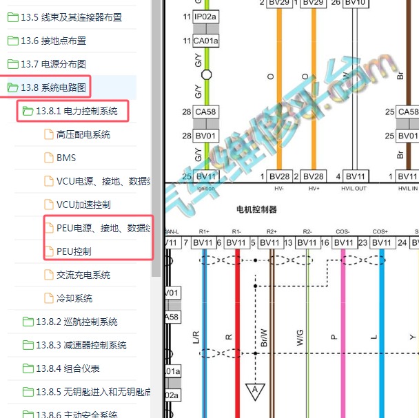 2018年吉利帝豪EV450电机控制电路图