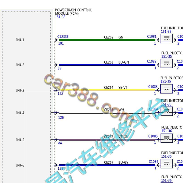 2024年福特猛禽5.2发动机电路图