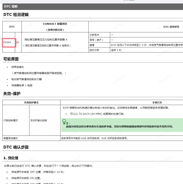 2023年日产奇骏P2564故障码维修诊断