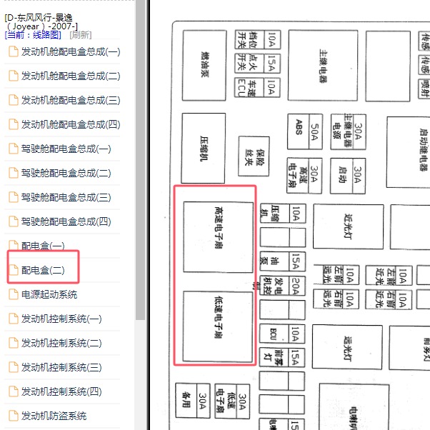 2007年东风风行景逸空调风扇继电器位置