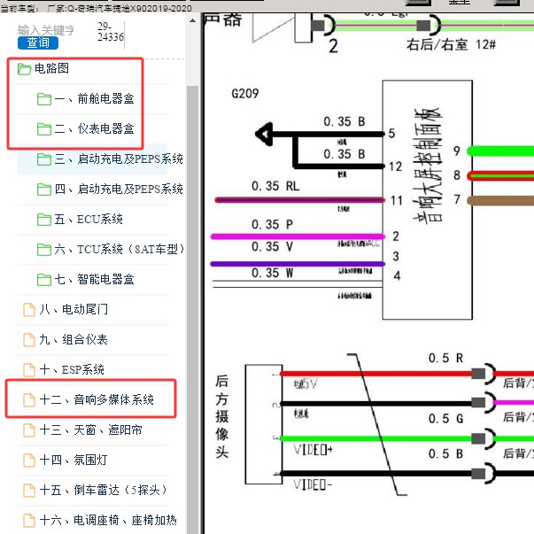 2019年捷途X90中控屏幕电路图和保险说明