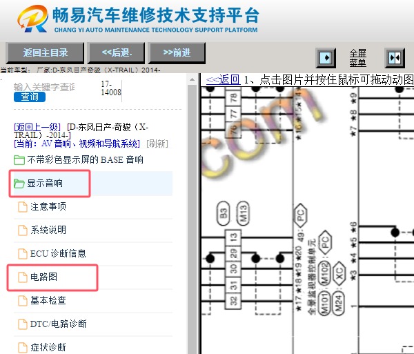 2014年东风日产奇骏360全景影像模块电路图