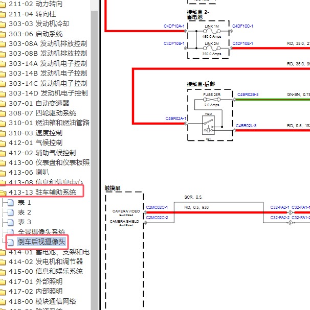 2016年路虎揽胜倒车摄像头电路图