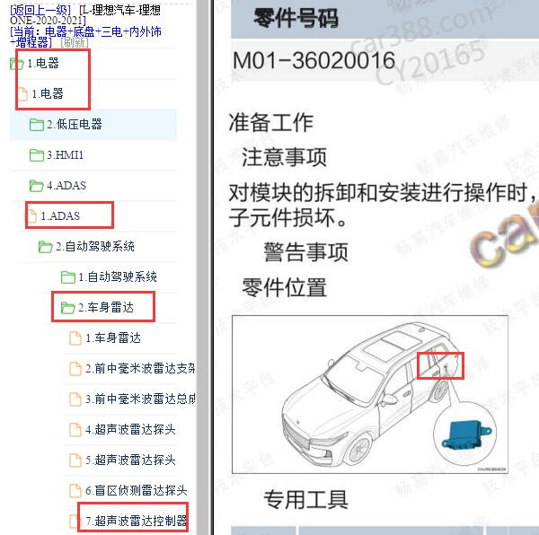 2021年理想ONE雷达模块位置