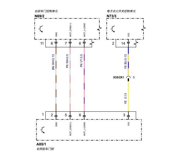 2022年奔驰C 200L右前门电路图