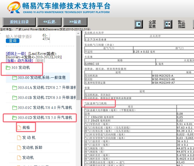 2010-2012年路虎发现气门间隙资料