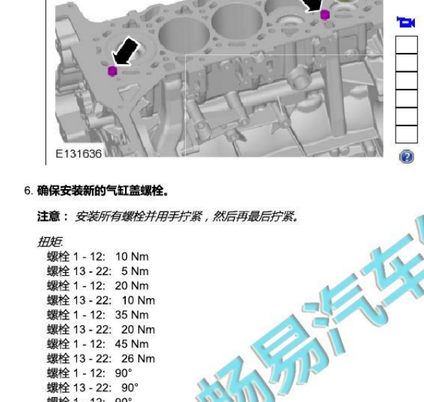 2017年Ford(福特)-Ranger 气缸盖扭矩正时链条维修手册