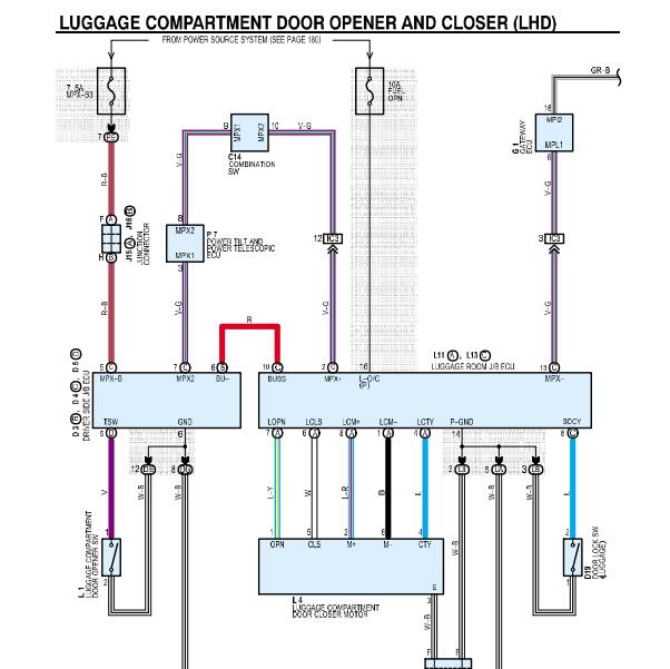 2003年雷克萨斯LS430尾门锁电路图